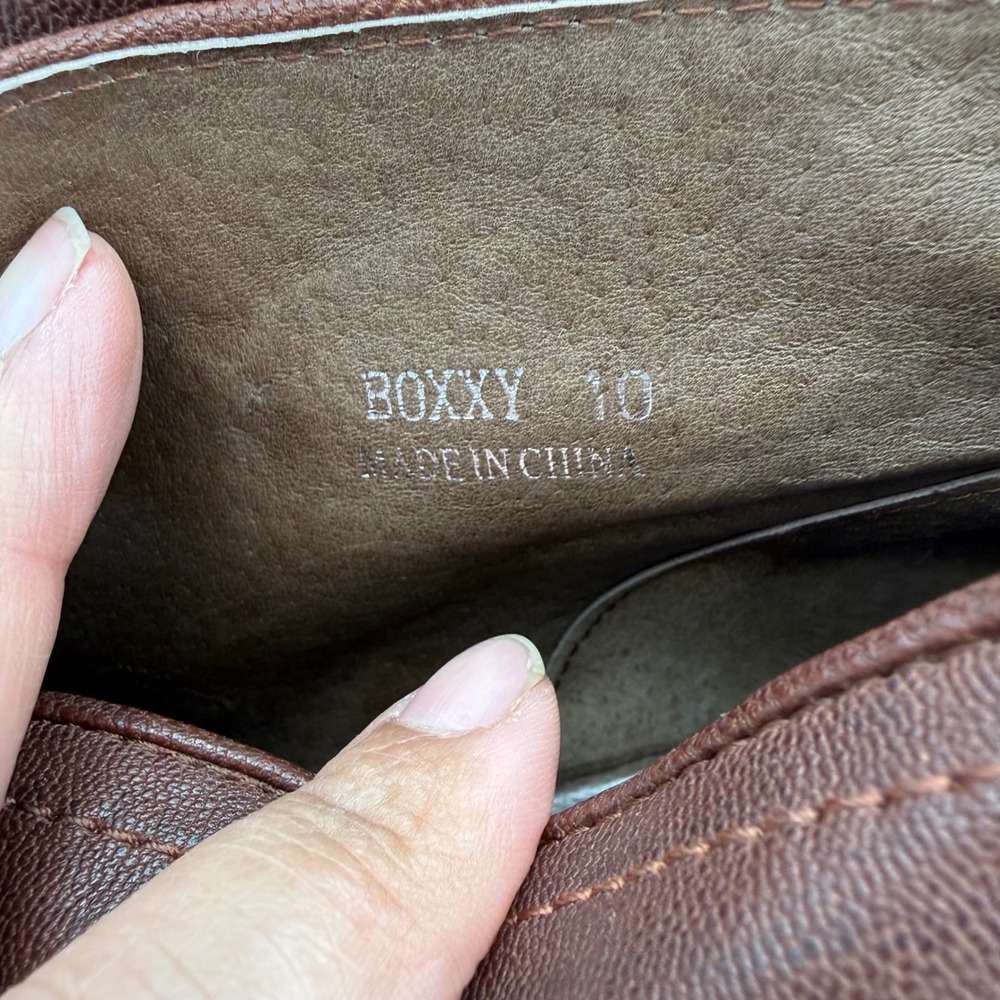 Jeffrey Campbell Boxxy Leather Ankle Boots Chunky Heel Brown Boho Womens Size 10 - Picture 6 of 9